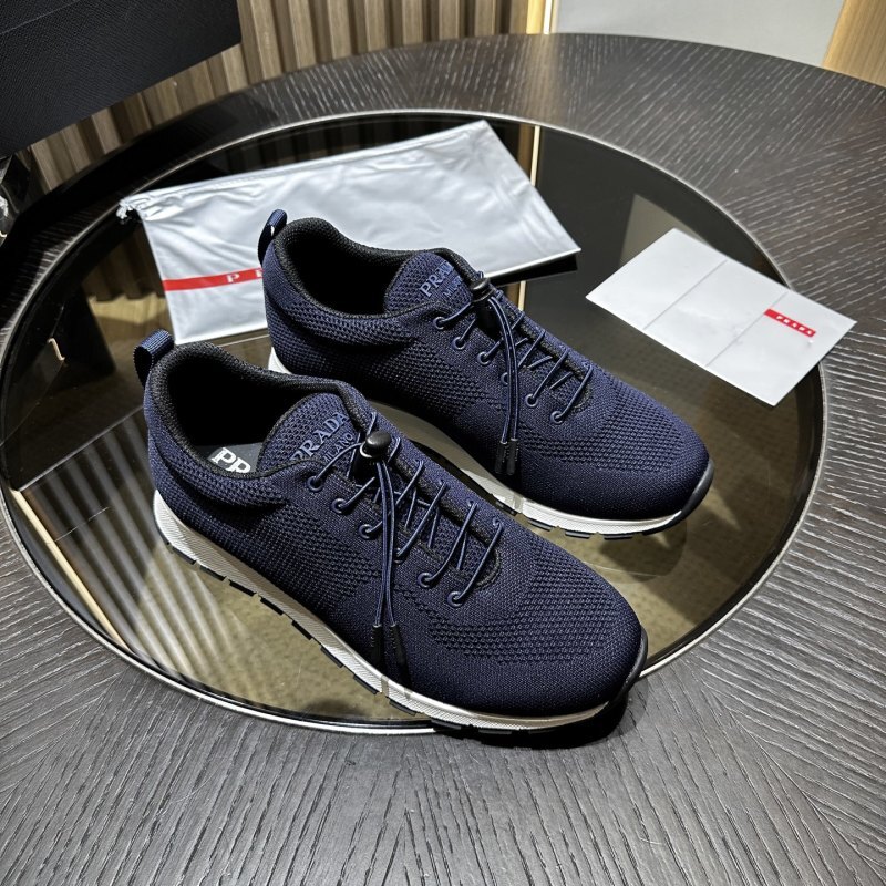 Prada Navy Stretch Knit Sneakers
