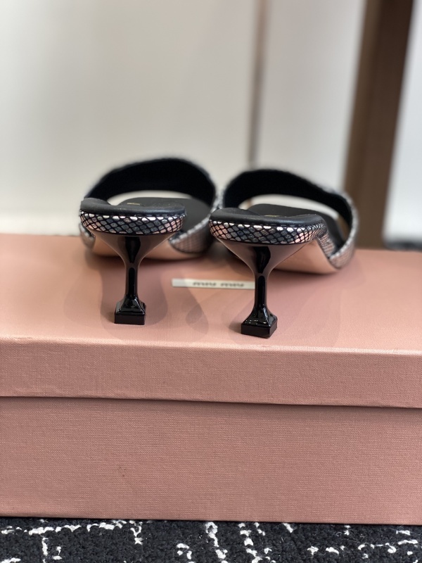 Miu Miu Satin Slides With Crystal Embellishment Shoes