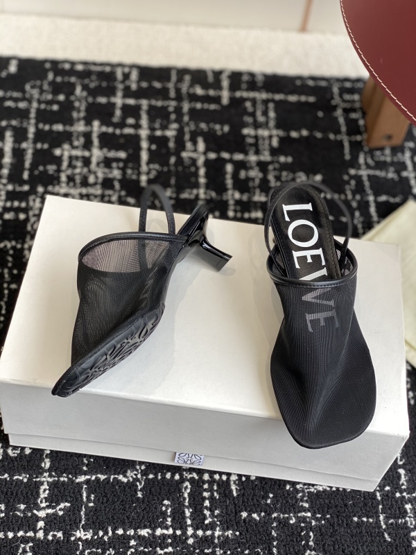 Loewe Petal Slingback Heel Sandal in Mesh Black