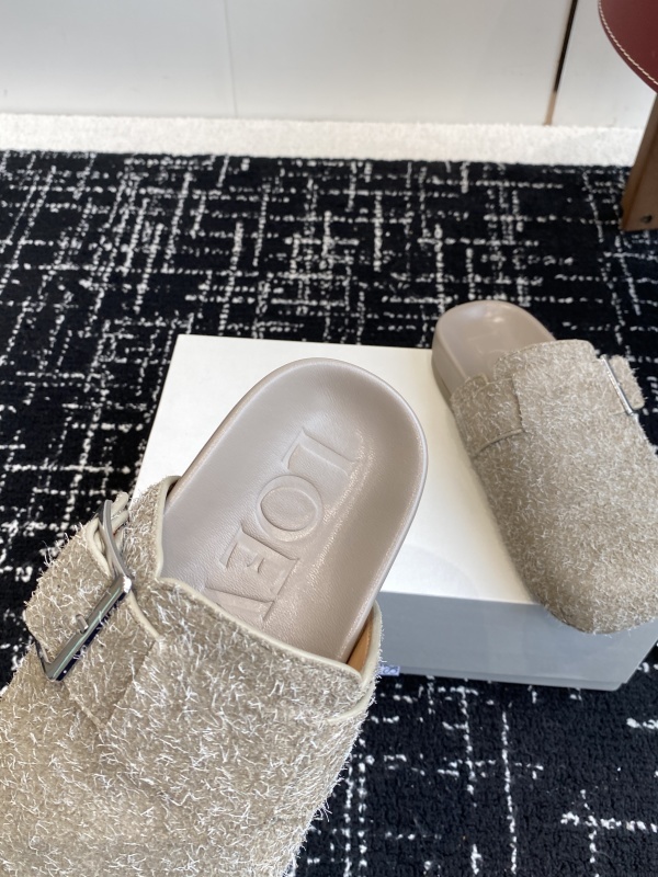 Loewe Ease Buckle Brushed Suede Mules