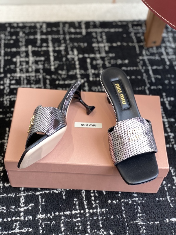 Miu Miu Satin Slides With Crystal Embellishment Shoes
