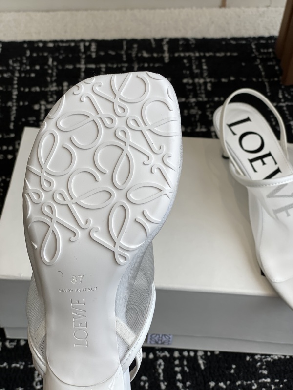 Loewe Petal Slingback Heel Sandal in Mesh White