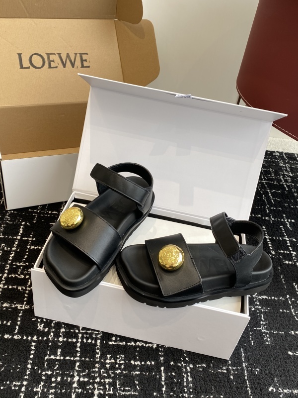 Loewe Glitter-Leather Flatform Sandals