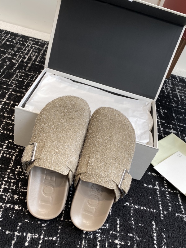 Loewe Ease Buckle Brushed Suede Mules