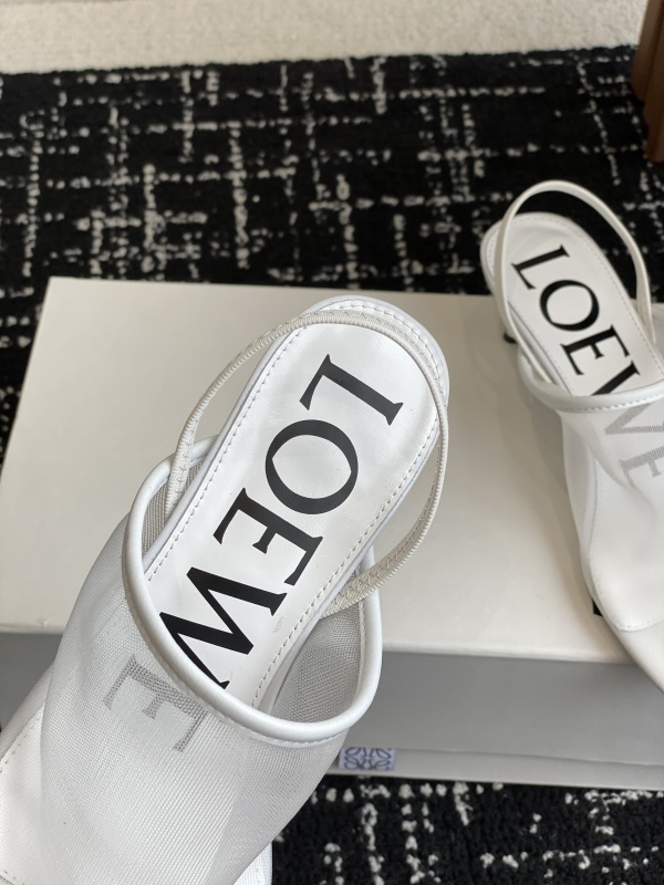 Loewe Petal Slingback Heel Sandal in Mesh White