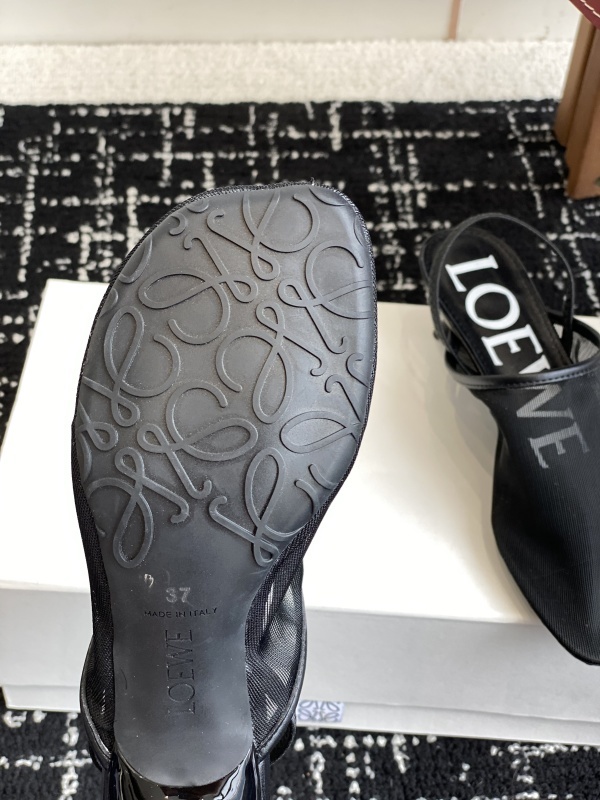 Loewe Petal Slingback Heel Sandal in Mesh Black