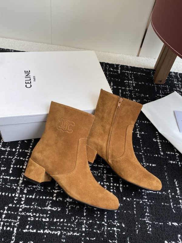 Celine Triomphe Short Boots Havana
